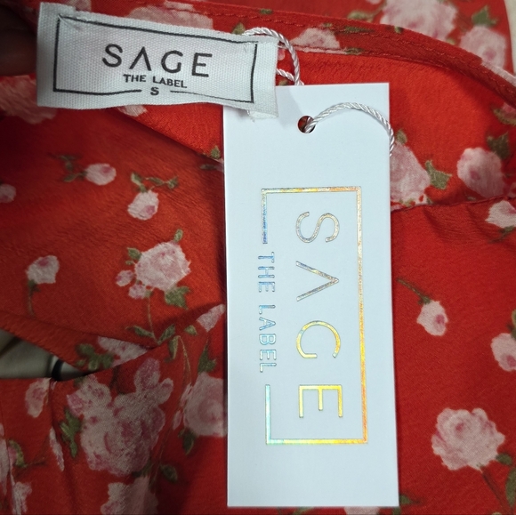 Sage The Label Blouse Women's Red and White Floral Top Size: Small - Picture 8 of 10